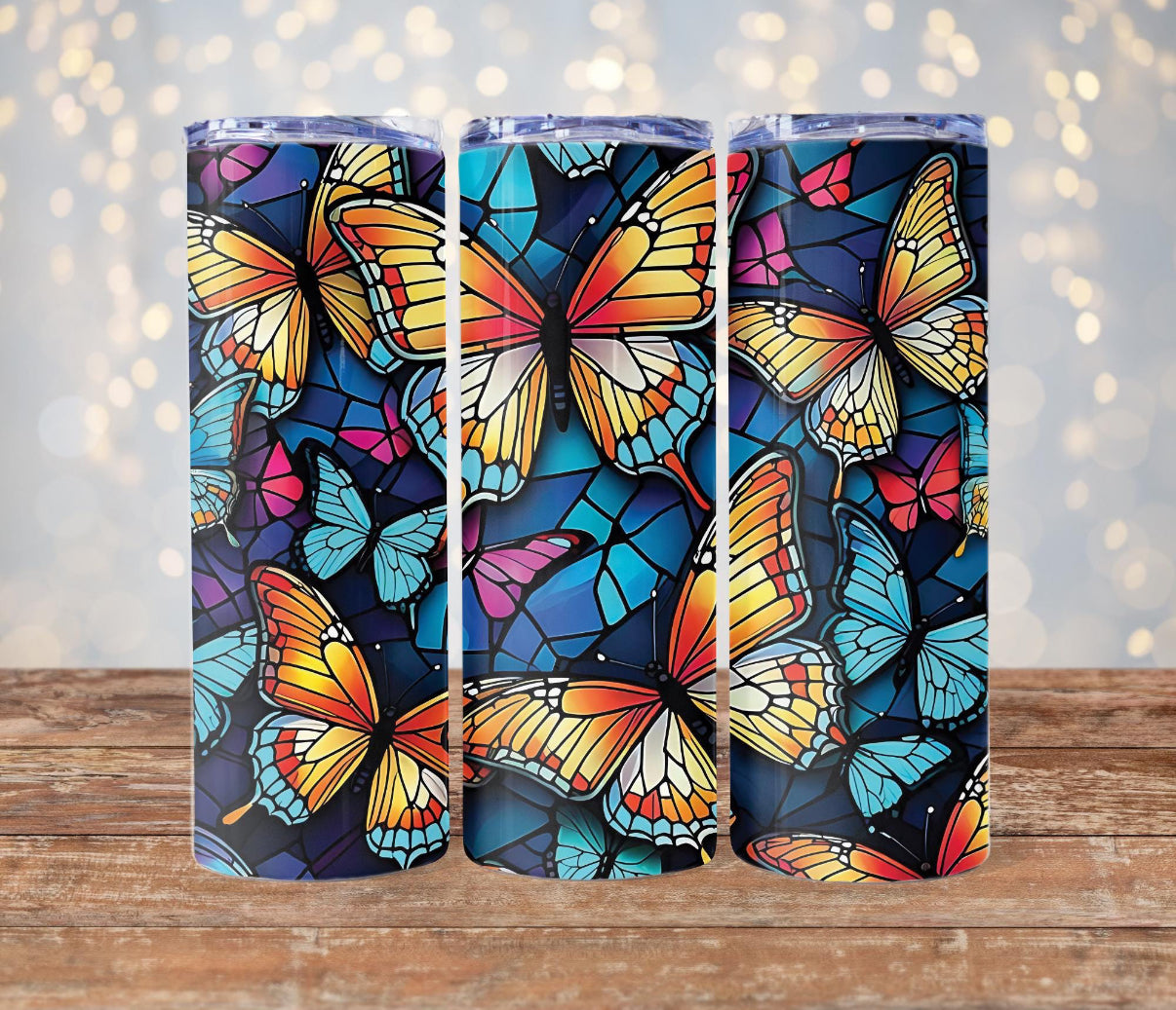 Stained glass butterfly 20oz tumbler