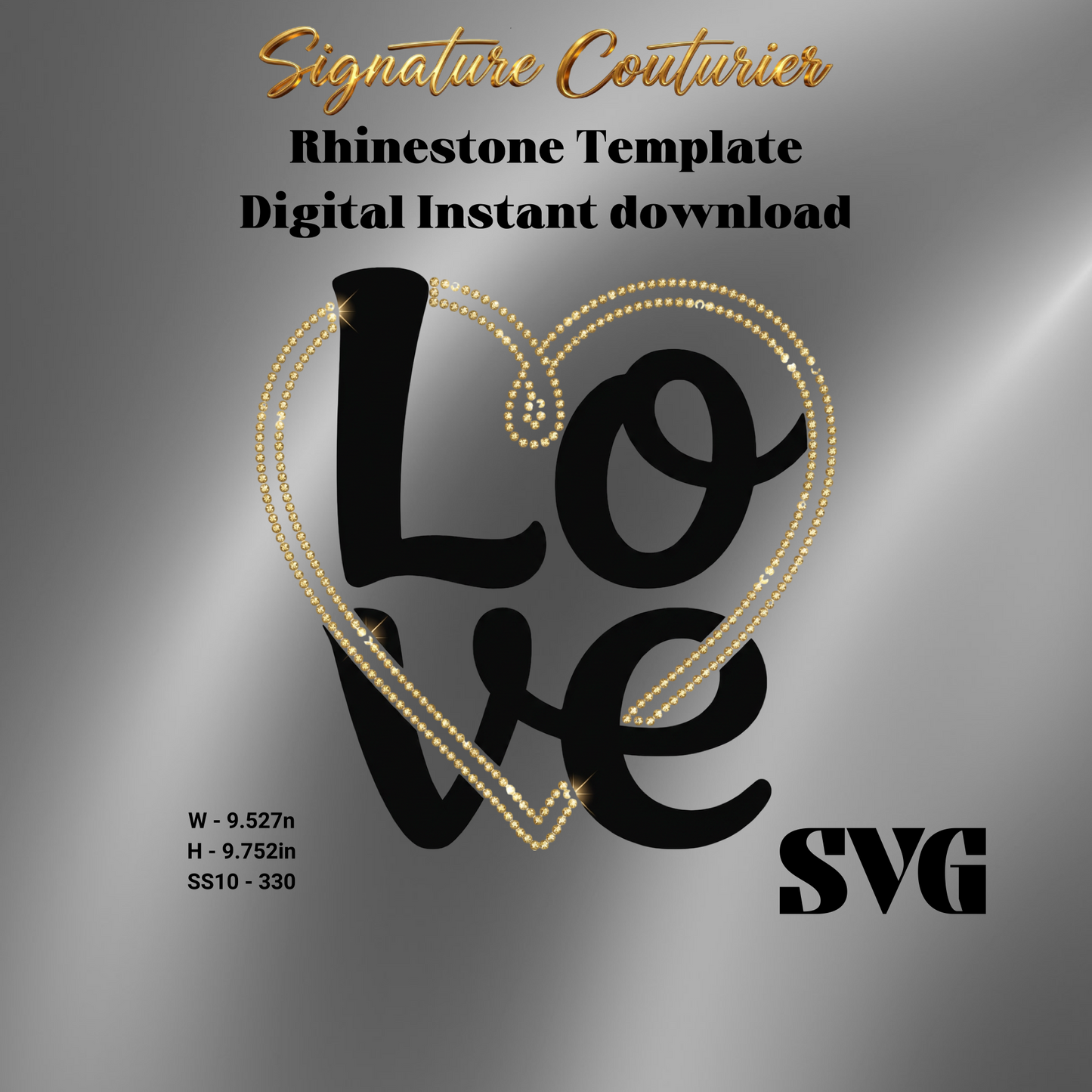 Love Rhinestone Template