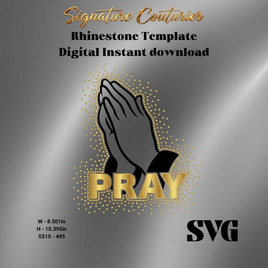 Pray Rhinestone Template