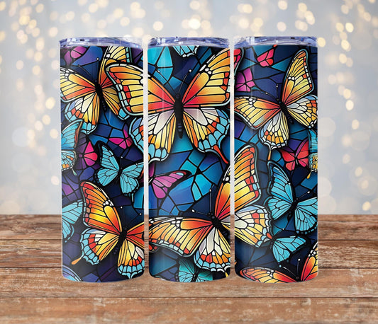 Stained glass butterfly 20oz tumbler